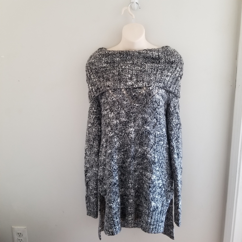 Cowl Neck Marbled Tunic Sweater